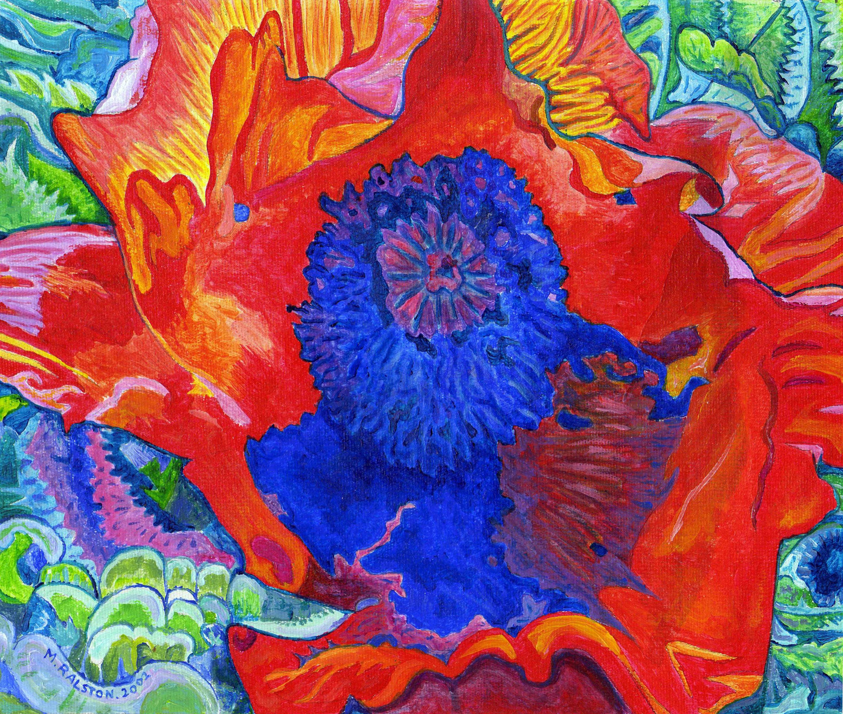 Acrylic painting of a Japanese Poppy by Morgan Ralston